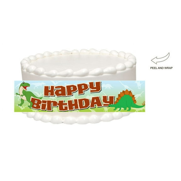 Dinosaur Happy BIrthday Edible Cake Side Photo Image Decoration