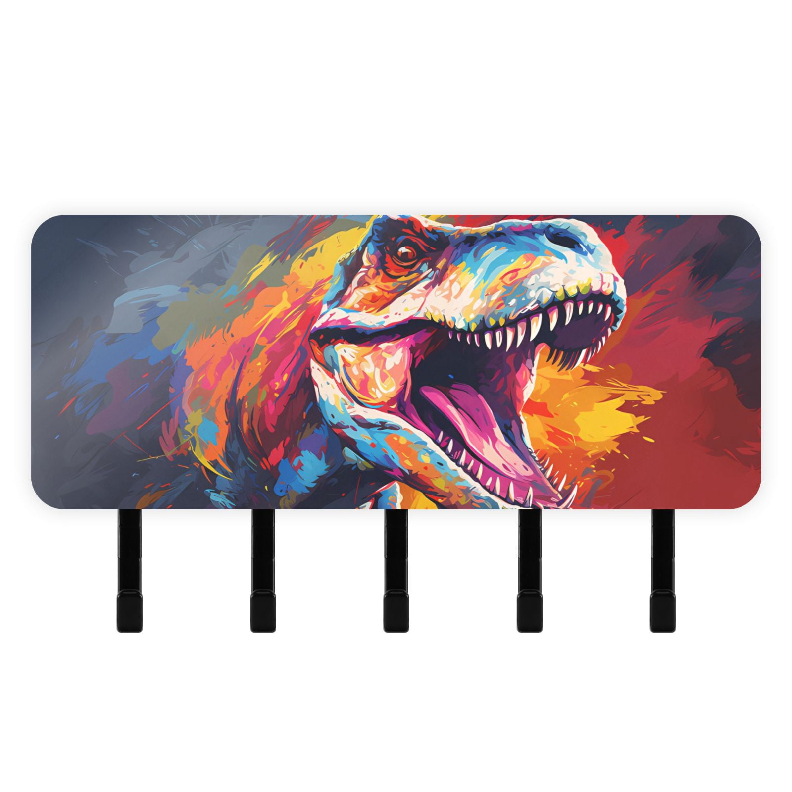 Dinosaur Key Rack Dinosaur Head Colorful Mail Holder Organizer Wall Mount with Shelf Key ...