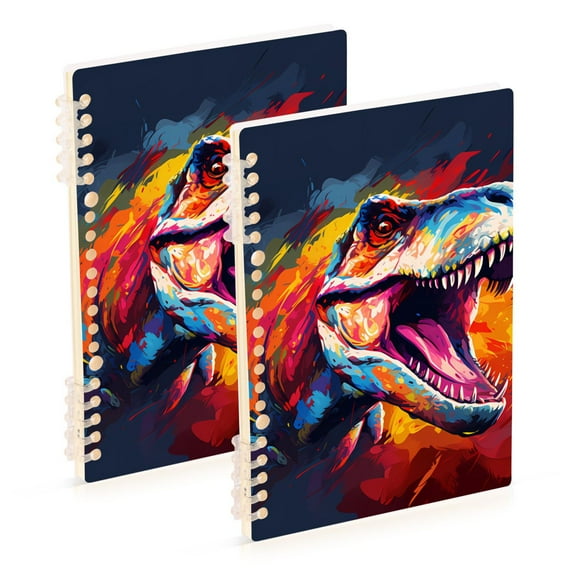 Dinosaur Head Colorful Ring Binder Notebook Journey Note Diary College Ruled Spiral Notebook Study Loose Leaf Paper A5 60 Pages