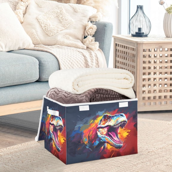 Dinosaur Head Colorful Storage Basket Foldable Laundry Basket Shelf Kids Toy Storage Container Organizer with Handles