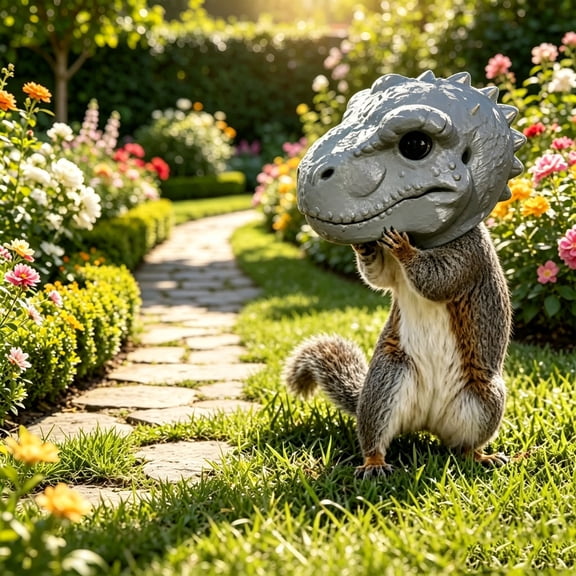 Dinosaur Head Feeder Hanging Resin Wildlife Squirrel Chipmunk Nut Feeder Funny Outdoor Garden Backyard Tree Yard Decor