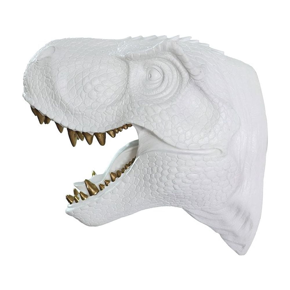 Hi-Line Gift Ltd 75642-C-WT Dinosaur Head Sculpture White Color Wall Mounted Ornament