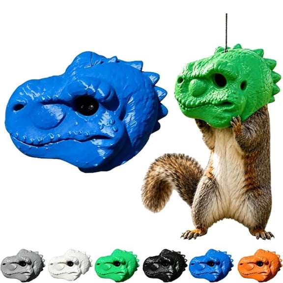 Dinosaur Head Squirrel Feeder, Creative Wildlife Food Holder, Weather Resistant Hanging Design, Amusing Yard Decor And Daily Feeding Supply For Small Animals
