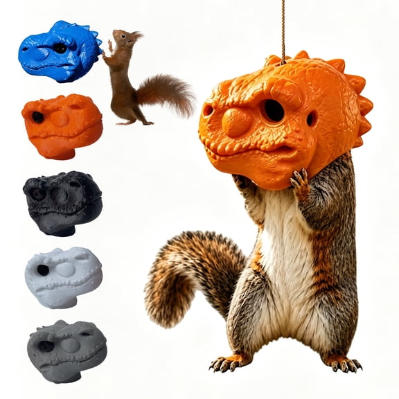 Dinosaur Head Squirrel Feeder, Fun Dinosaur Squirrel Feeder, Holds Peanut Corn Nuts, Outdoor Hanging Feeder for Garden Yard Squirrel Chipmunk