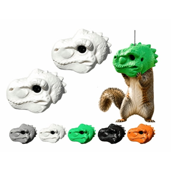 Dinosaur Head Squirrel Feeder - Funny Hanging Feeder for Garden Yard Outdoor Decor - Holds Peanuts Corn Nuts - 5 Colors (2A)