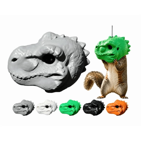 Dinosaur Head Squirrel Feeder - Funny Hanging Feeder for Garden Yard Outdoor Decor - Holds Peanuts Corn Nuts - 5 Colors (C)