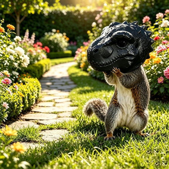 Dinosaur Head Squirrel Feeder, Hanging Resin Wildlife Nut Dispenser for Backyard Tree, Funny Dinosaur Chipmunk Feeder Outdoor Garden Decor Housewarming Gift