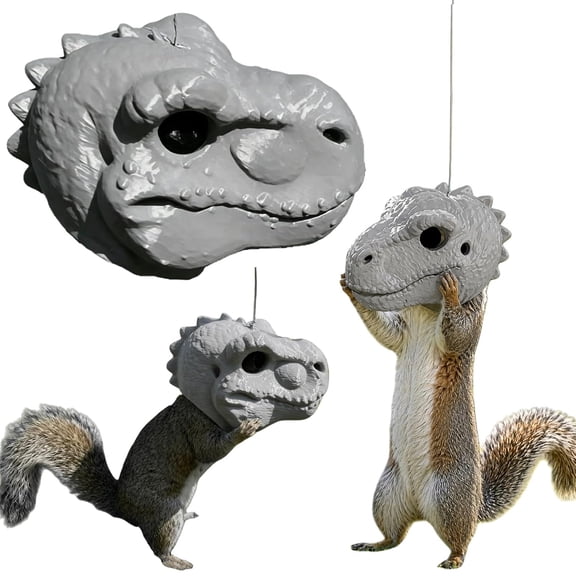 Dinosaur Head Squirrel Feeder, Hanging Squirrel Feeders for Outside, Funny Hanging Squirrel Feeders, T-Rex Squirrels Feeders, for Outside, Backyard Patio Garden