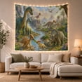 thumbnail image 1 of Dinosaur Herd in a Lush River Valley, Playful Illustration for Dinosaur Lovers, Prehistoric Nature Decor, Birthday Gift, Tapestry Wall Hanging for Bedroom, Living Room and Dorm, 1 of 7