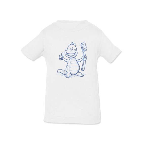 Dinosaur Holding A Toothbrush T-Shirt Infant -Image by Shutterstock,  12 Months