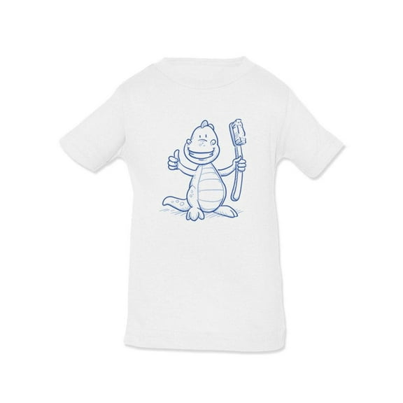 Dinosaur Holding A Toothbrush T-Shirt Infant -Image by Shutterstock, 24 Months