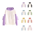 thumbnail image 1 of Dinosaur Hoodie 2025 Cute Dino Hoodie Long Sleeve Hooded Sweatshirt Color Block Pullover Hoodies for Women, 1 of 5