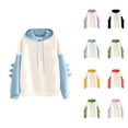 thumbnail image 1 of Dinosaur Hoodie 2025 Cute Dino Hoodie Long Sleeve Hooded Sweatshirt Color Block Pullover Hoodies for Women, 1 of 6