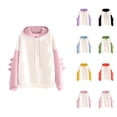 thumbnail image 1 of Dinosaur Hoodie for Women Long Sleeve Color Block Cute Dino Hoodies Hooded Sweatshirt Hoodie Women Pullover, 1 of 5