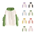 thumbnail image 1 of Dinosaur Hoodie for Women Long Sleeve Color Block Cute Dino Hoodies Hooded Sweatshirt Hoodie Women Pullover, 1 of 5
