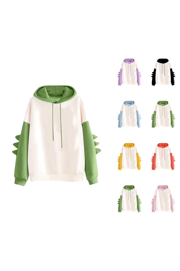 Dinosaur Hoodies for Women 2025 Cute Kawaii Dino Hoodie Long Sleeve Hoody Hooded Sweatshirt Women Pullover
