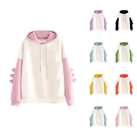 Dinosaur Hoodies for Women 2025 Cute Kawaii Dino Hoodie Long Sleeve Hoody Hooded Sweatshirt Women Pullover