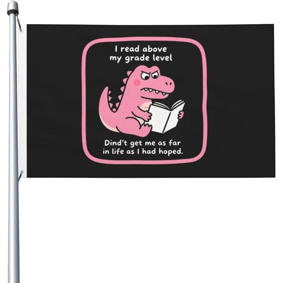 Dinosaur I Read Above My Grade Level Flag 3x5 Outdoor Double Sided Personalized Flags for Party 3x5 Ft, Dinosaur I Read Above My Grade Level Tapestry for Classroom