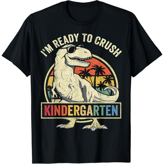 Dinosaur I'm Ready To Crush Kindergarten Back To School Dinosaur Boys Retro T-shirt