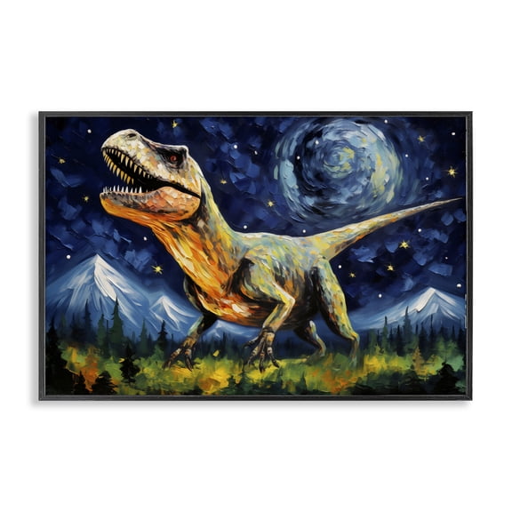 Stupell Industries Dinosaur In Field with Mountains Black Framed Giclee Art, design by Creative Studio, 12 x 18