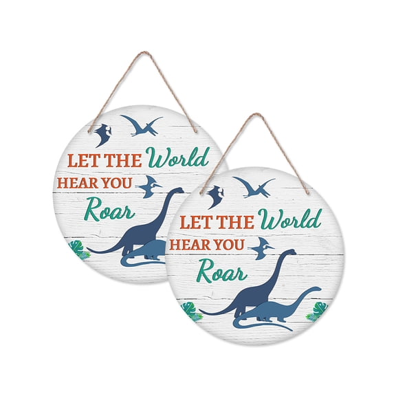 Dinosaur Inspirational Quotes Wood Hanging Sign Plaque Let The World Hear You Roar Wooden Door Rustic Dinosaur Wall Art Sign for Boys