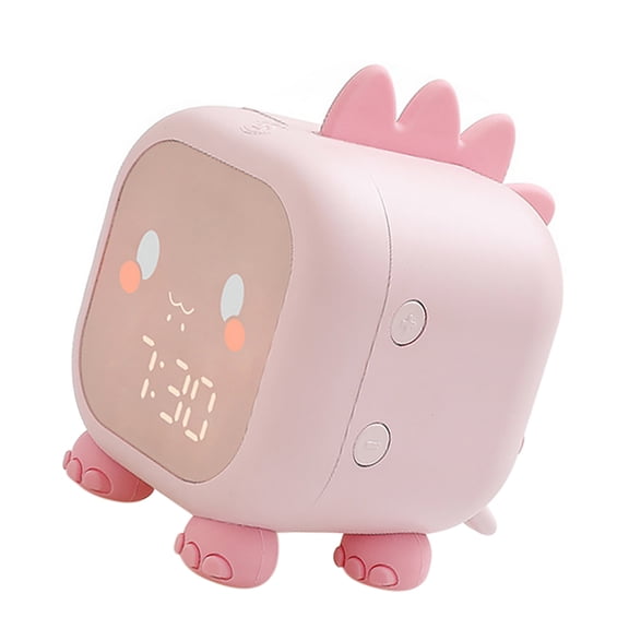 Dinosaur Kids Digital Alarm Clock with Night Light and Soft Touch Silicone Design Dual Alarms 6 Ringtones Snooze Mode Bedside Sleep Trainer for Boys Girls 4.65 x 4.53 x 3.46 inches