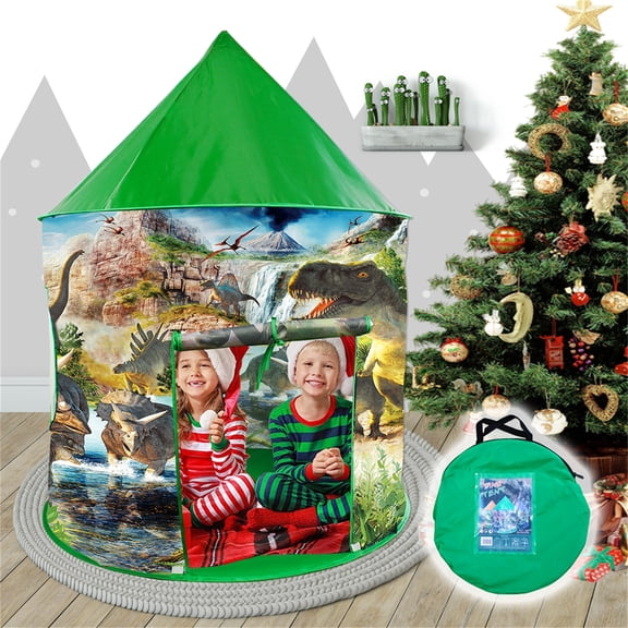 Dinosaur Kids Play Tent, Jurassic Rainforest Pretend Playhouse Castle for Toddlers Indoor Outdoor Toys Gifts