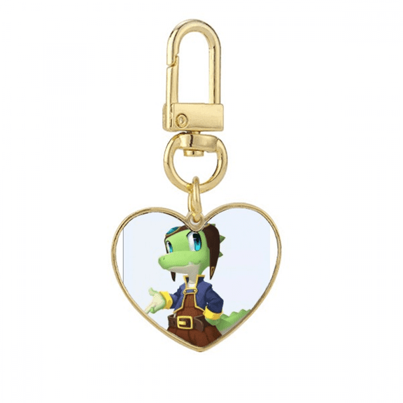 Dinosaur Kingdom Love You Gold Heart Keychain Metal Keyring Holder