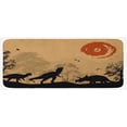 thumbnail image 1 of Dinosaur Kitchen Mat, Silhouettes of Prehistoric Animals Wilderness Landscape Abstract Sun, Plush Decorative Kitchen Mat with Non Slip Backing, 47" X 19", Pale Brown Orange Black, by Ambesonne, 1 of 1