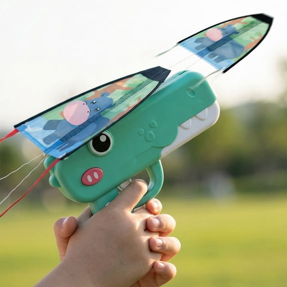 Dinosaur Kite Launcher Toy, Kite Toy, Foam Glider Catapult Plane, Foam Glider,Green