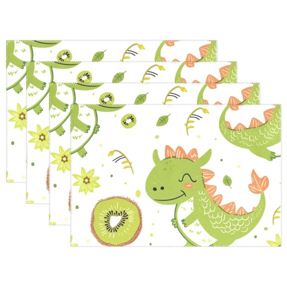 Dinosaur and Kiwi 12×18 inch Placemats Heat Resistant Washable Foldable Rectangular Placemats Set Decoration Indoor Outdoor for Kitchen Dining Table 1PC