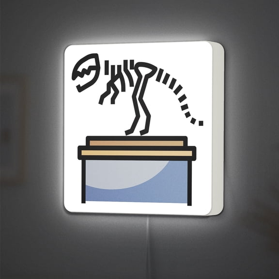 Dinosaur LED Lightbox - Museum Fossil Prehistoric Decor, Custom Led Sign for Home Office Shop Decor (Width 8 inch, 20cm)