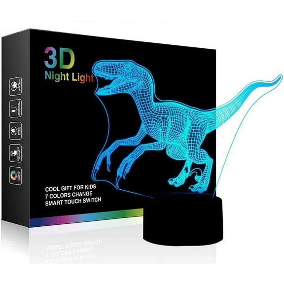 Dinosaur Lamp 3D Night Light Jurassic LED 7 Color Changing Lamp Nightlight Kids' Room Home Decor Xmas Birthday Gifts for Boys Girls Baby Toddler