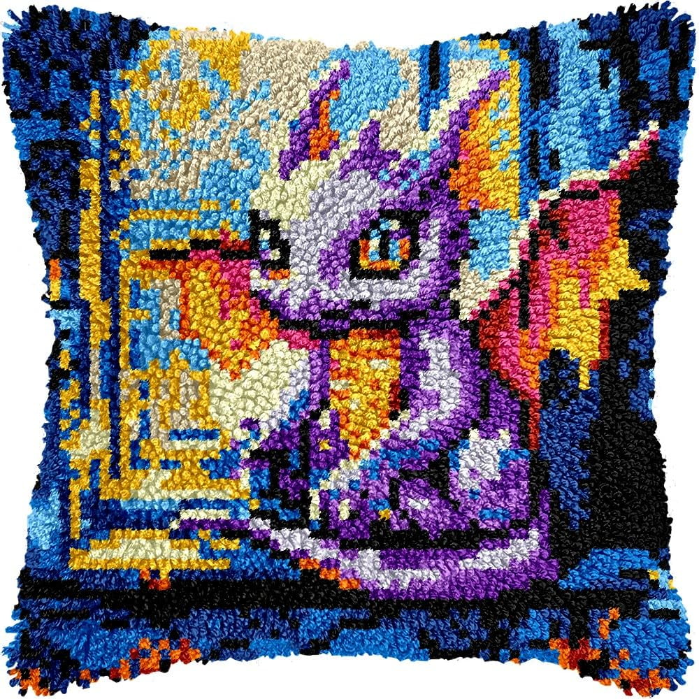 Dinosaur Latch Hook Kits Pillow kits Cushion Throw Pillow Embroidery Craft Kits DIY Kits of DIY Hooking Pillowcase Cover Supplier with Color Printed Canvas 43x43cm (204)