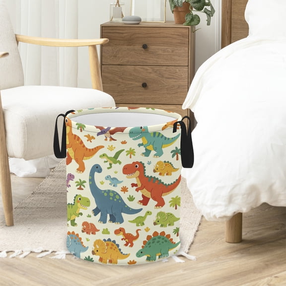 Dinosaur Laundry Basket, Foldable Waterproof Laundry Hamper Tote Bag Dirty Clothes Storage Bucket Organizer for Bathroom/Laundry/Bedroom 15.7*19.7IN