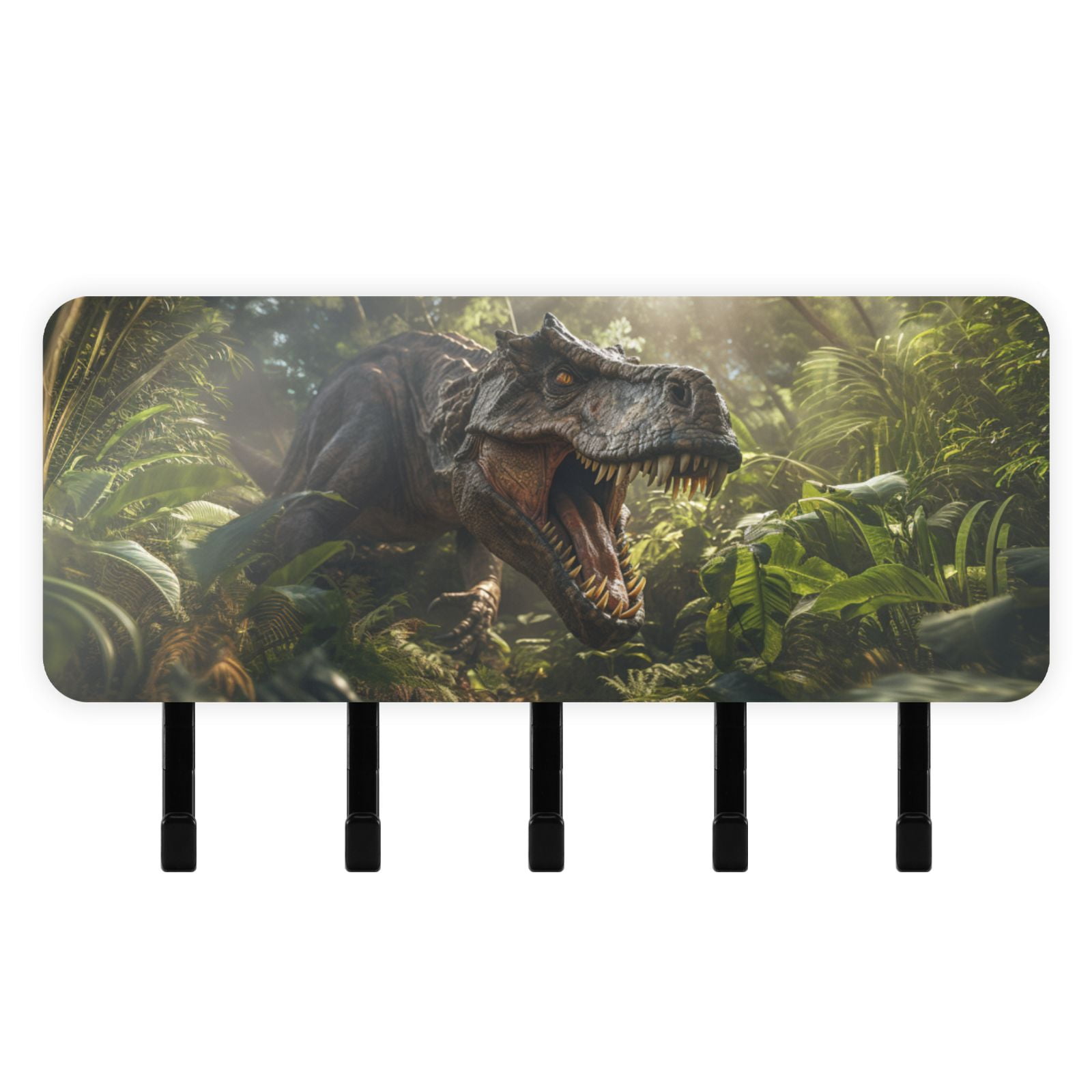 Dinosaur Key Rack Dinosaur Leaves Trees Sunlight Mail Holder Organizer Wall Mount with ...