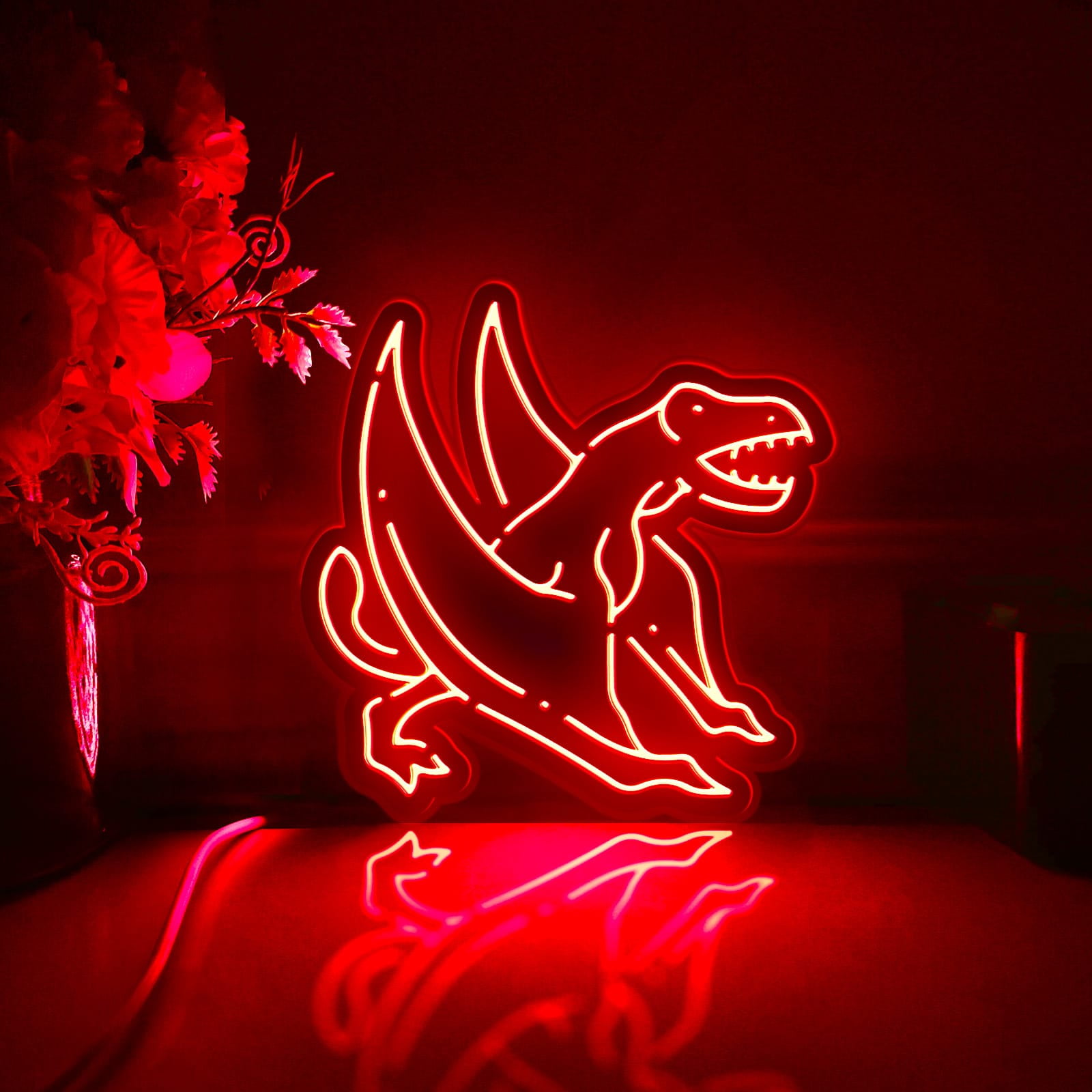 Dinosaur Led Light Box, Dimmable Neon-Like Light Signs USB Power for Wall Decor Bedroom Decoration, RGB Light (WxH) 11"x11"
