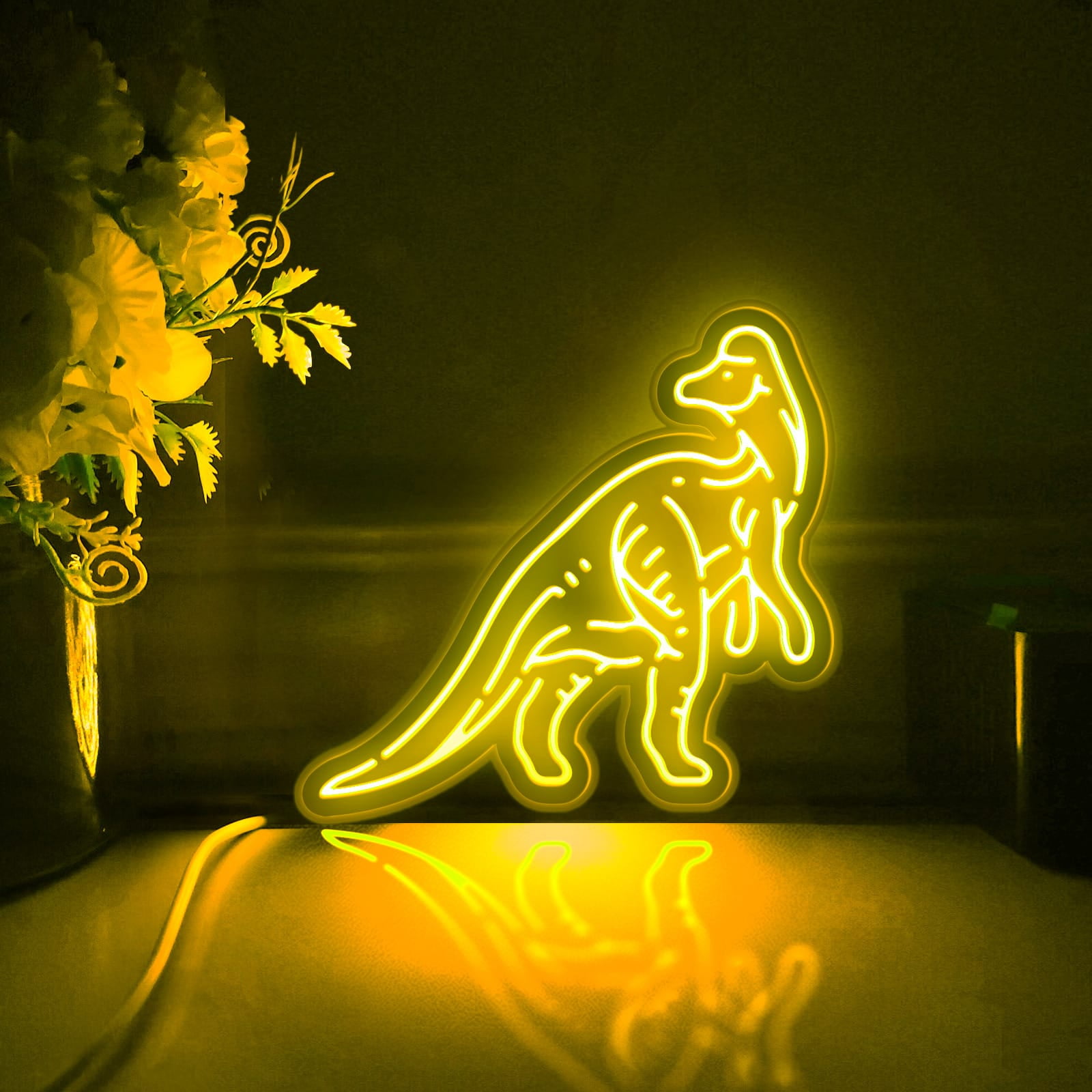 Dinosaur Led Light Box, Dimmable Neon-Like Light Signs USB Power for Wall Decor Bedroom Decoration, RGB Light (WxH) 16"x15"