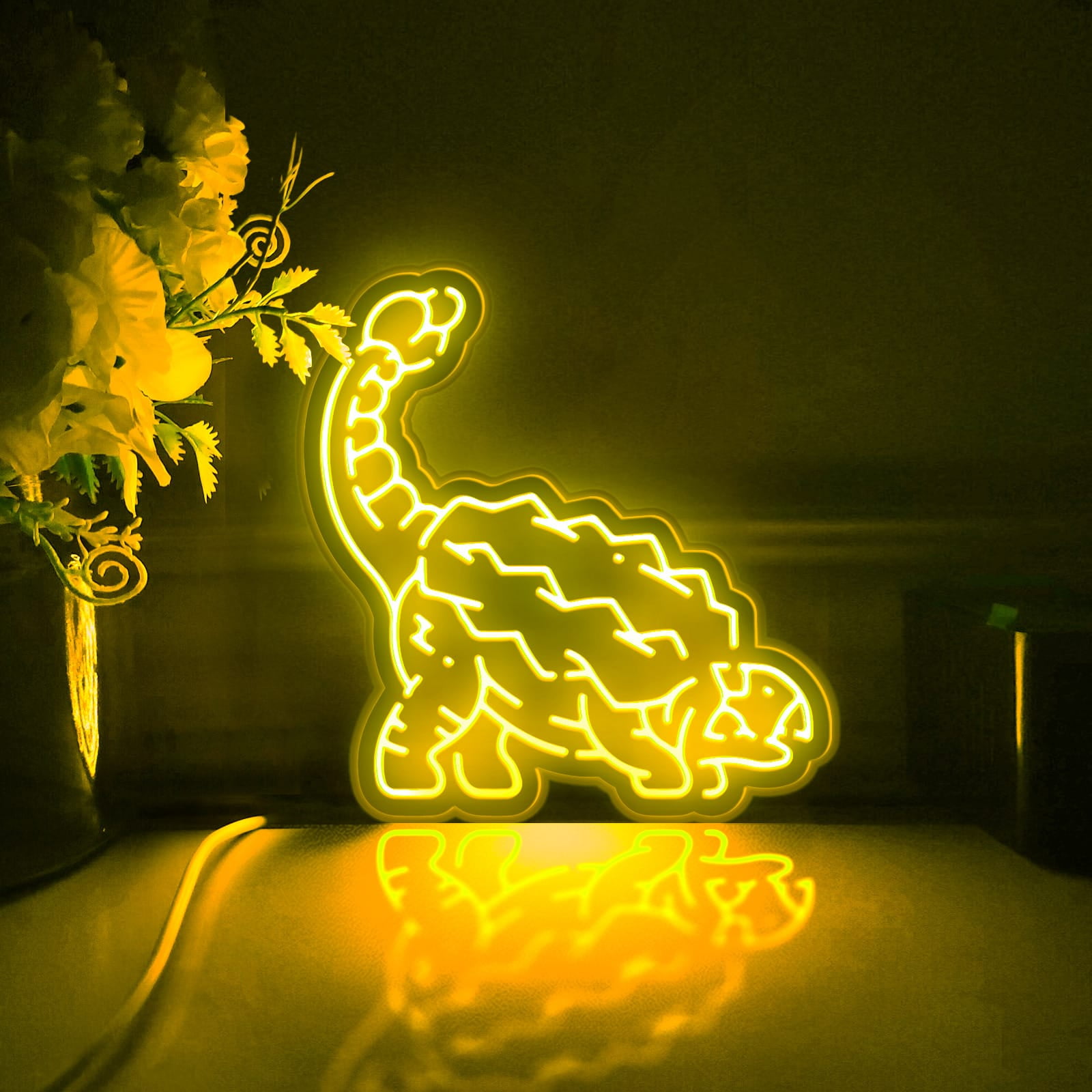 Dinosaur Led Light Box, Dimmable Neon-Like Light Signs USB Power for Wall Decor Bedroom Decoration, RGB Light (WxH) 16"x16"
