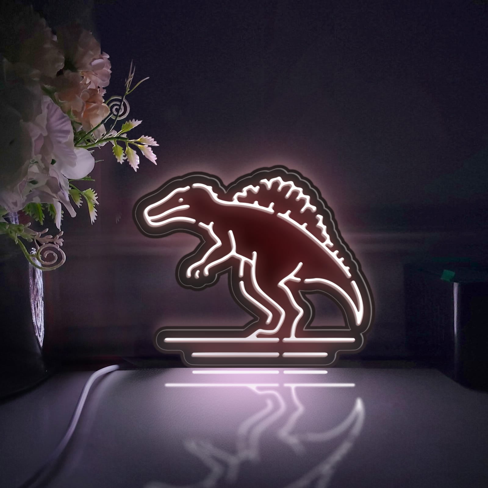 Dinosaur Led Light Box, Dimmable Neon-Like Light Signs USB Power for Wall Decor Bedroom Decoration, Static Light (WxH) 11"x10"