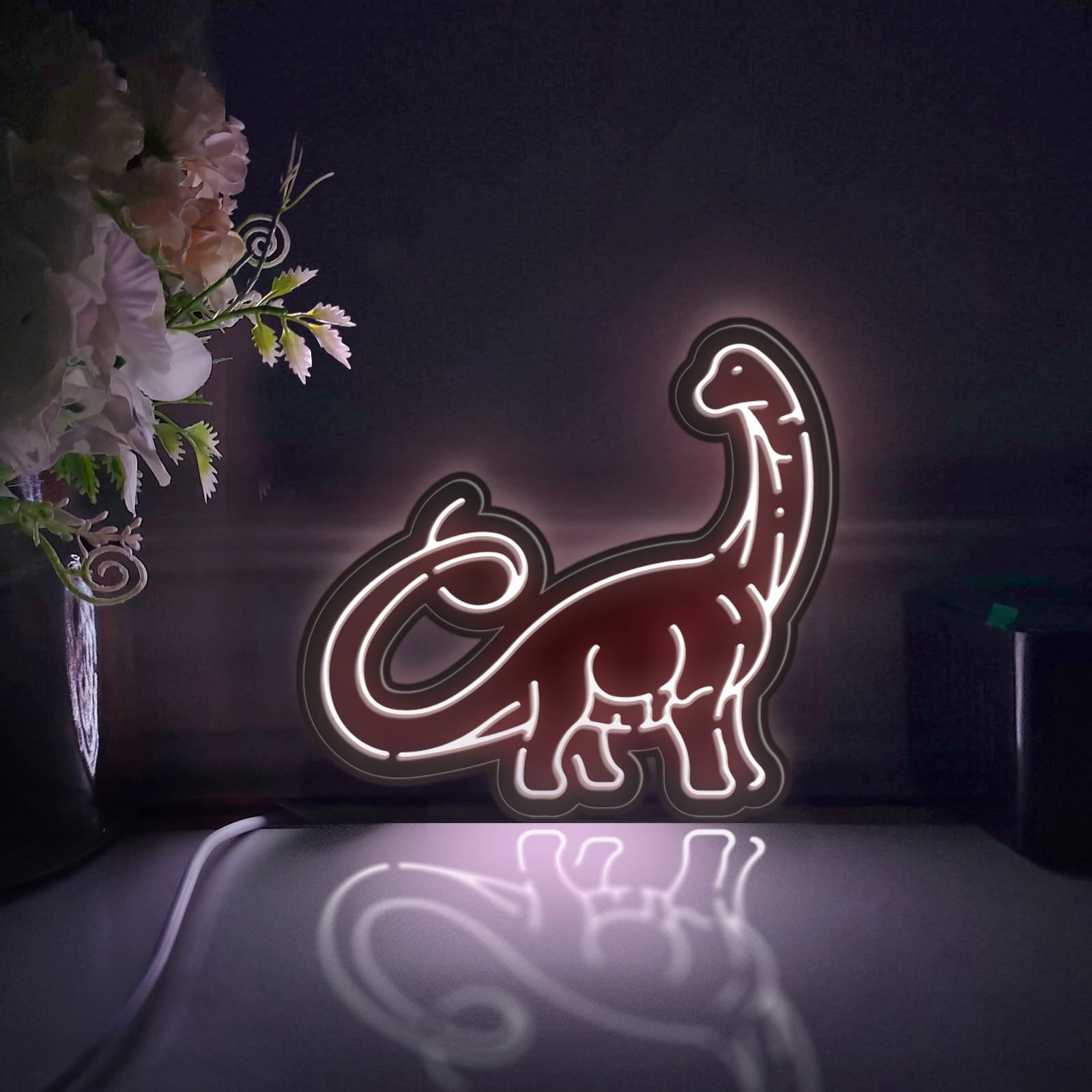 Dinosaur Led Light Box, Dimmable Neon-Like Light Signs USB Power for Wall Decor Bedroom Decoration, Static Light (WxH) 11"x11"