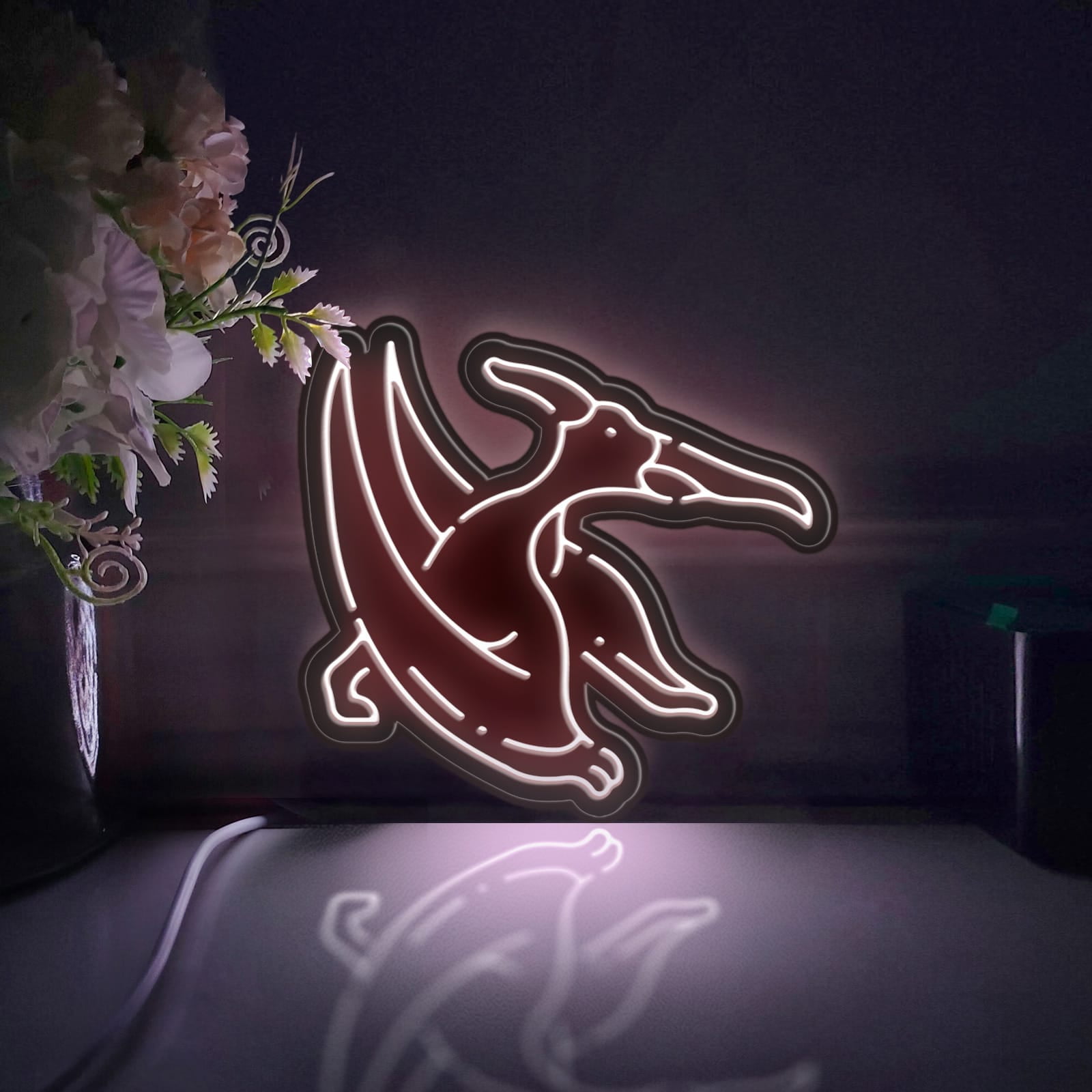 Dinosaur Led Light Box, Dimmable Neon-Like Light Signs USB Power for Wall Decor Bedroom Decoration, Static Light (WxH) 16"x15"