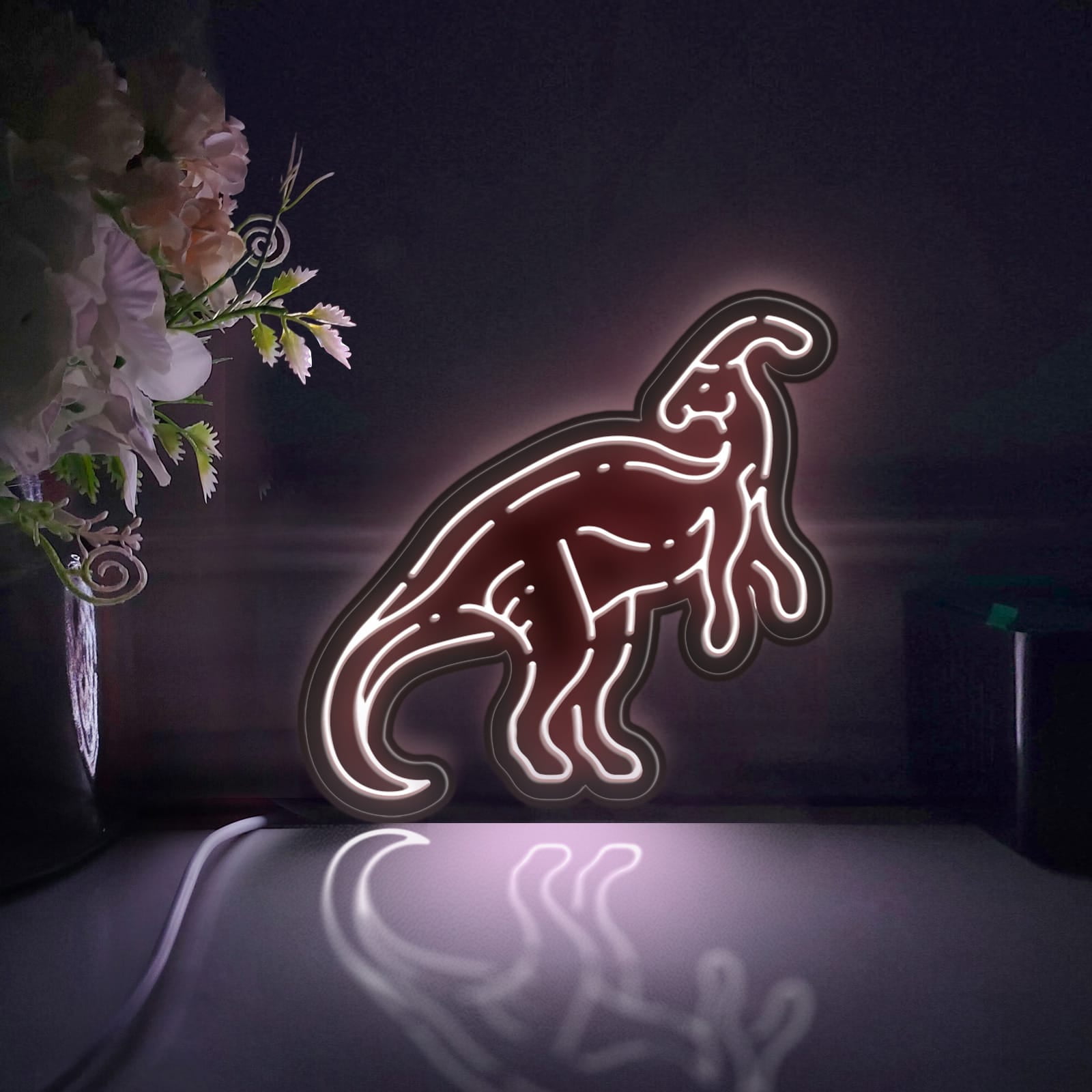 Dinosaur Led Light Box, Dimmable Neon-Like Light Signs USB Power for Wall Decor Bedroom Decoration, Static Light (WxH) 16"x15"
