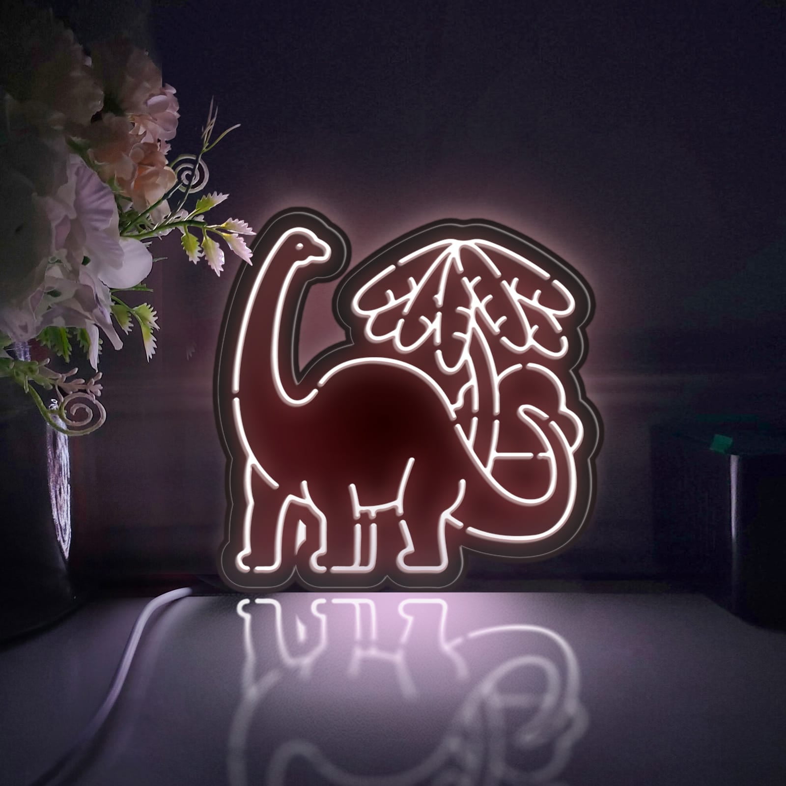 Dinosaur Led Light Box, Dimmable Neon-Like Light Signs USB Power for Wall Decor Bedroom Decoration, Static Light (WxH) 16"x15"