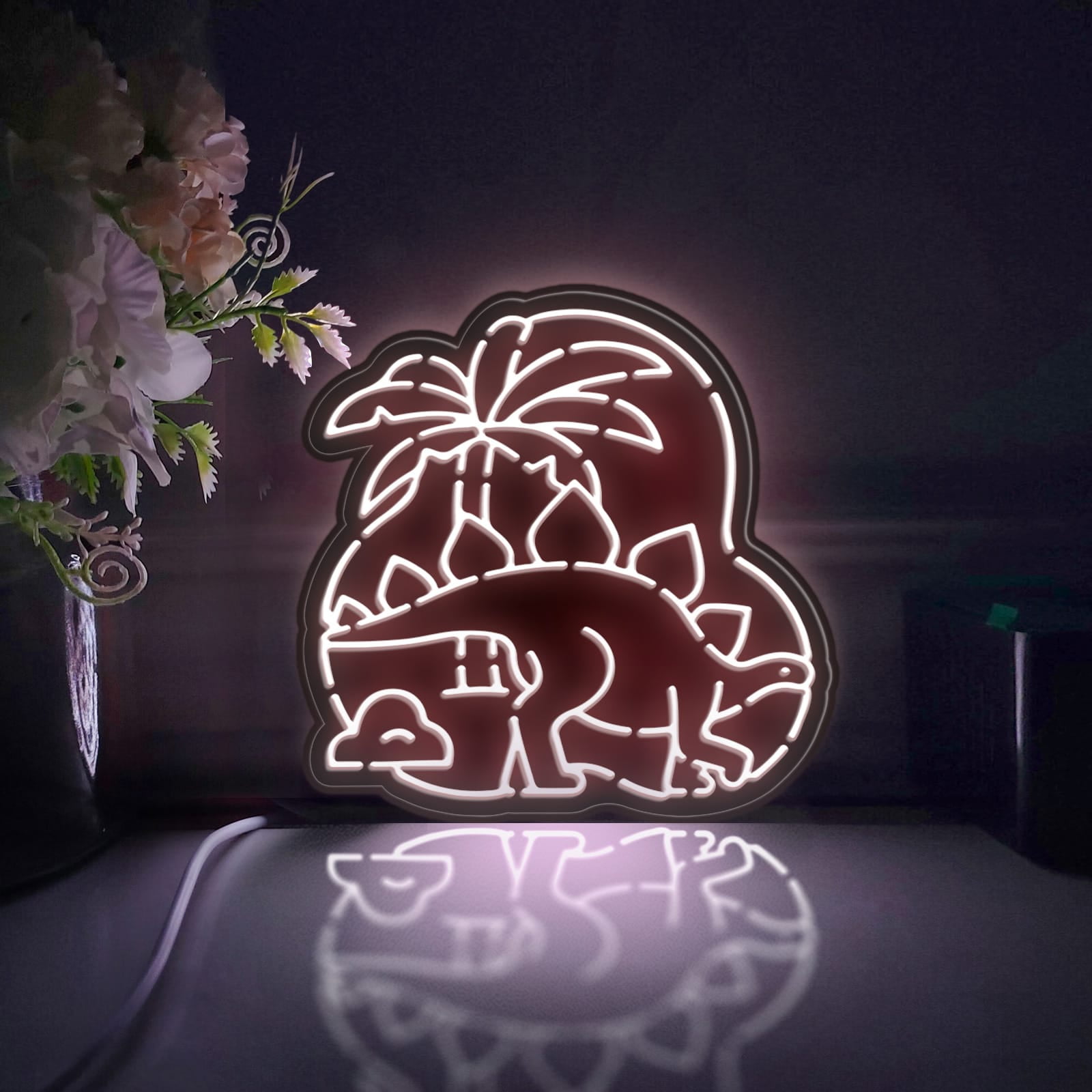 Dinosaur Led Light Box, Dimmable Neon-Like Light Signs USB Power for Wall Decor Bedroom Decoration, Static Light (WxH) 16"x16"