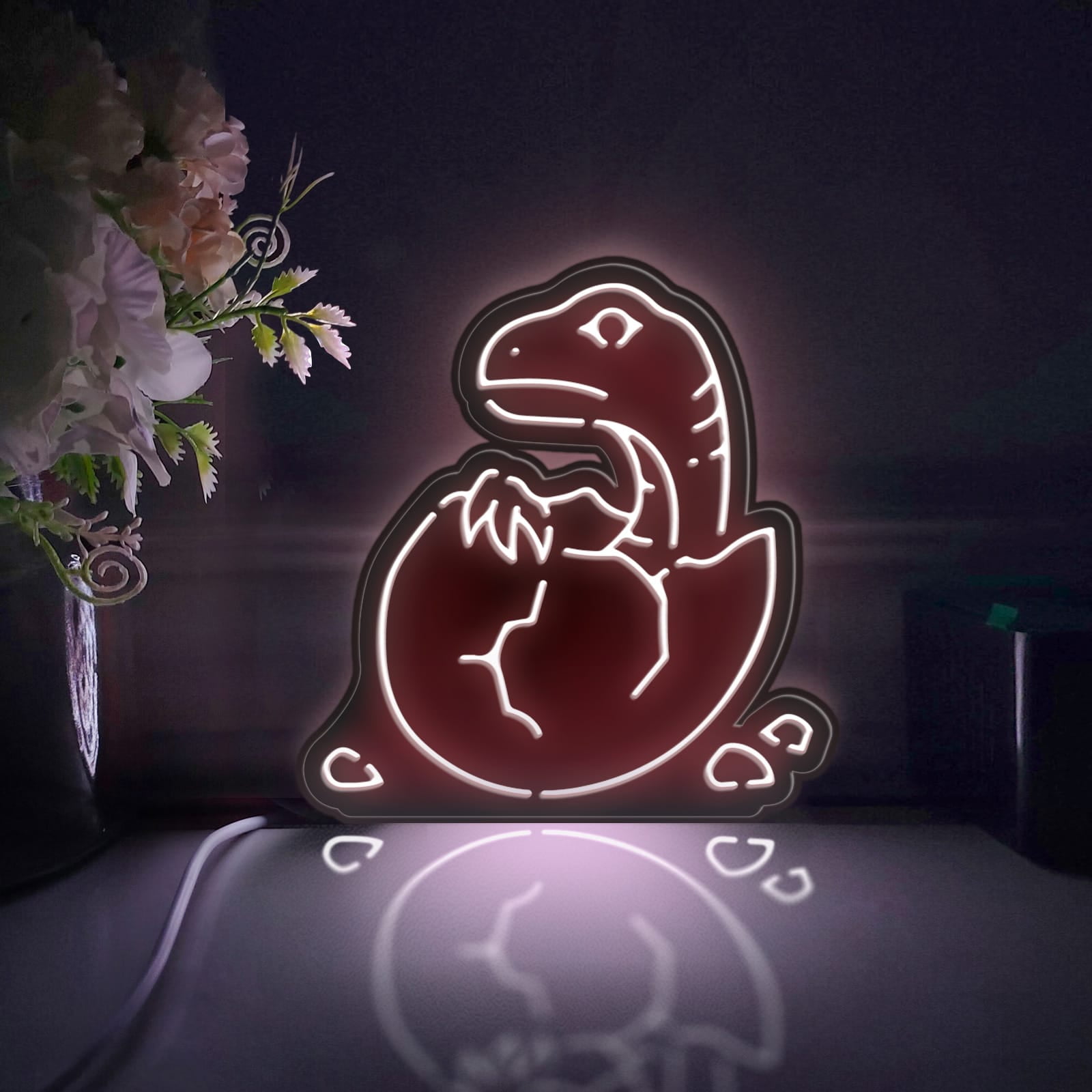 Dinosaur Led Light Box, Dimmable Neon-Like Light Signs USB Power for Wall Decor Bedroom Decoration, Static Light (WxH) 6"x6"