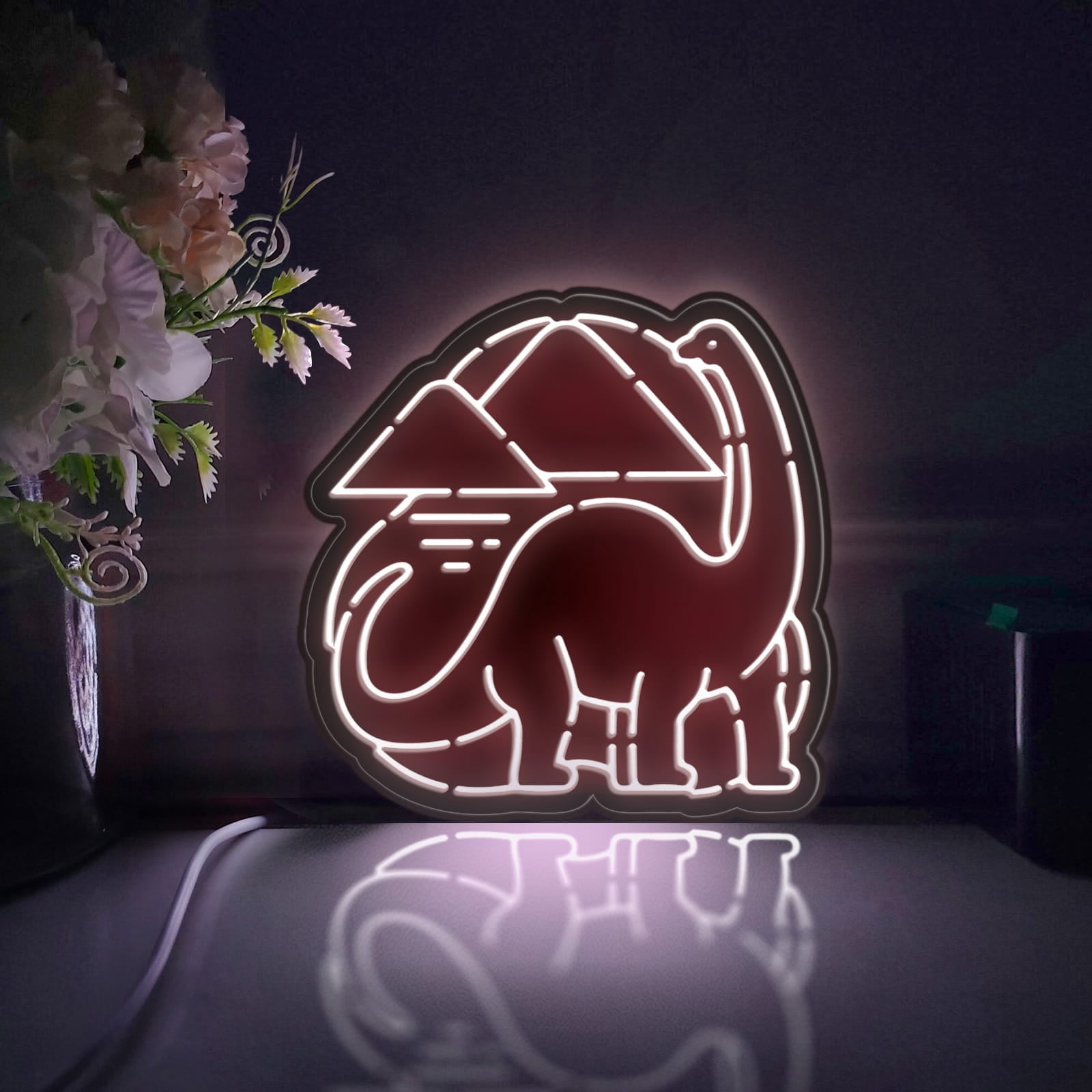 Dinosaur Led Light Box, Dimmable Neon-Like Light Signs USB Power for Wall Decor Bedroom Decoration, Static Light (WxH) 6"x6"