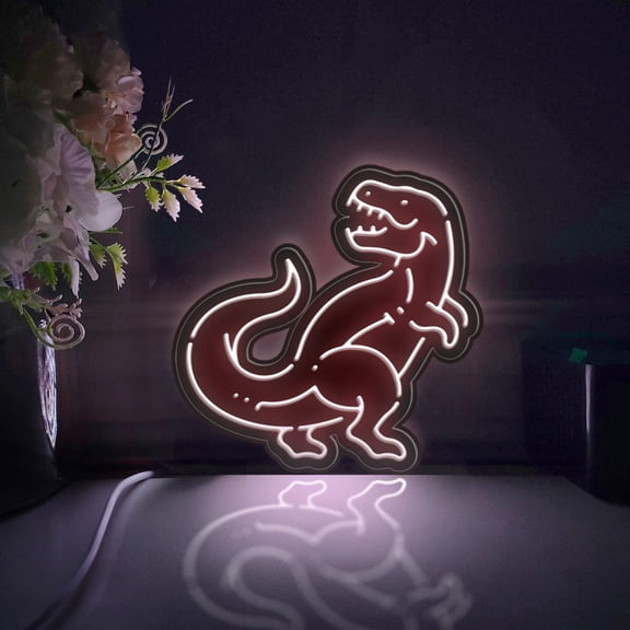 Dinosaur Led Light Box, Dimmable Neon-Like Light Signs USB Power for Wall Decor Bedroom Decoration, Static Light (WxH) 6"x6"