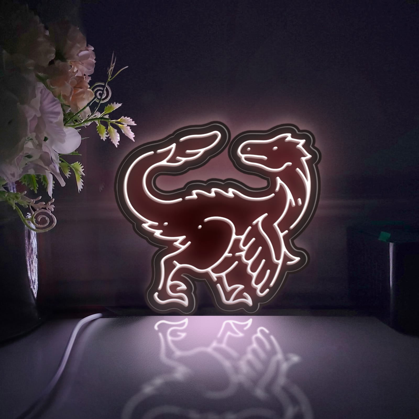 Dinosaur Led Light Box, Dimmable Neon-Like Light Signs USB Power for Wall Decor Bedroom Decoration, Static Light (WxH) 6"x6"