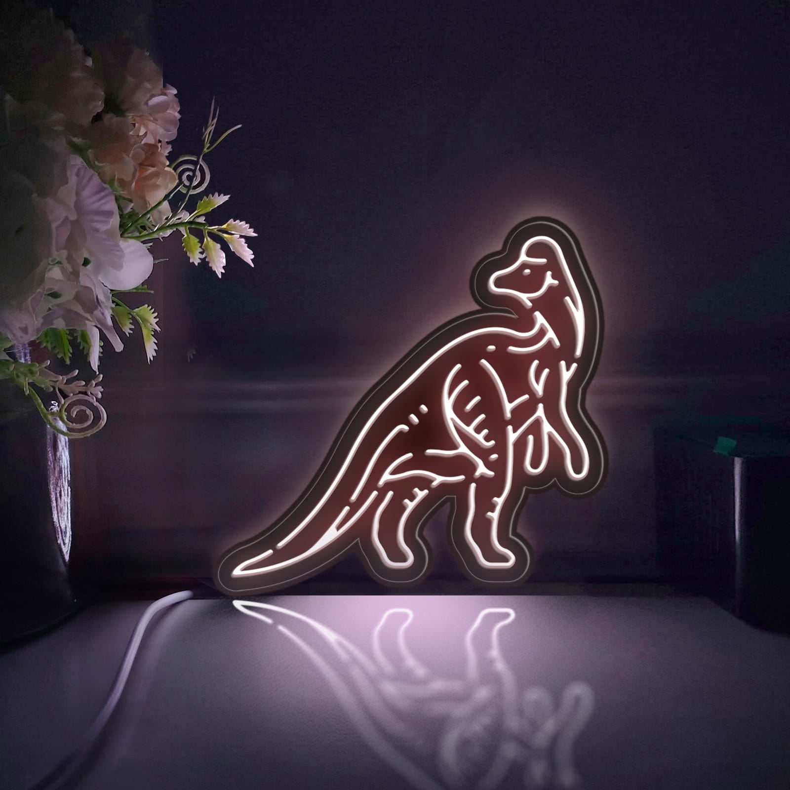 Dinosaur Led Light Box, Dimmable Neon-Like Light Signs USB Power for Wall Decor Bedroom Decoration, Static Light (WxH) 6"x6"